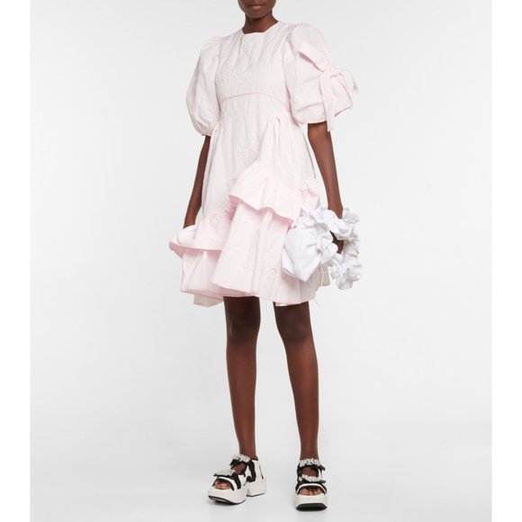 NEW CECILIE BAHNSEN Danita asymmetric-ruffle back-tie cotton dress Size US 2 - Picture 1 of 12